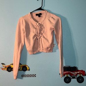 Light pink front crisscross sweater long sleeve